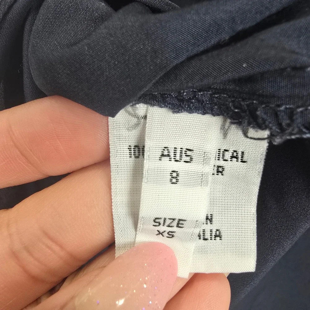 Mela Purdie Navy Blue Technical Polyester Utility Button Down Shirt Blouse XS - Picture 8 of 8